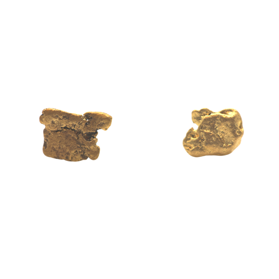 Australian Raw Gold Nugget Studs In 23 Karat (2AB) | ILLARIY Jewellery Studs